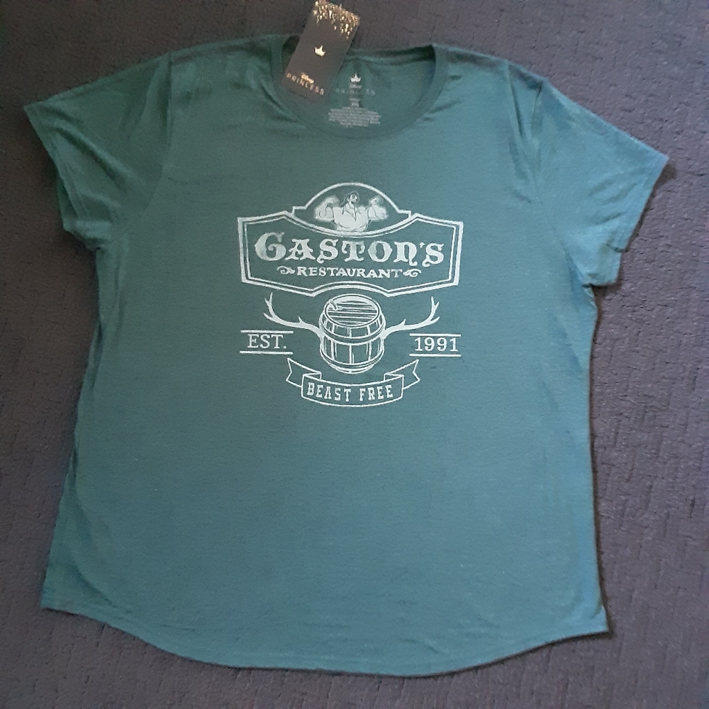 Disney Gaston's Restaurant Green TShirt~Womens 2XL